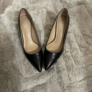 Franco Sarto Black Pointed-Toe Leather Pumps 2.5 inch